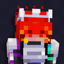 a minecraft character with a crown and the word data on top