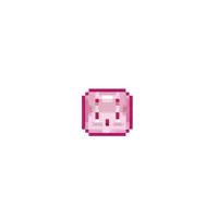a pixel art illustration of a pair of pink boxing gloves on a white background