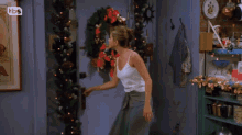 Monica And Rachel Christmas Party Too Hot GIF - Monica And Rachel Christmas Party Too Hot Take Of Clothes GIFs