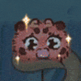 a pixel art drawing of a leopard with a star in its eye .