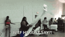 Throwing Table Catching Chair GIF
