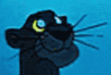 a close up of a black cat 's face with yellow eyes