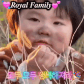 a baby in a field with the words royal family written above it