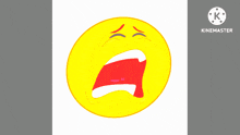 a yellow smiley face is crying with a blue tear coming out of its nose