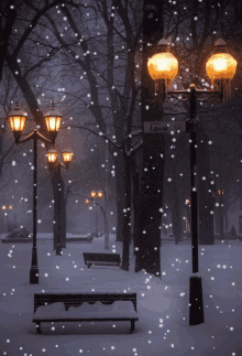 Street Lights Snowy Night GIF - Street Lights Snowy Night Winter GIFs