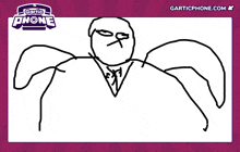 a gartic phone drawing of a man with a green book