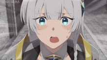 a girl with a surprised look on her face and the words ndos sama on the bottom right