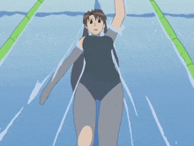 a girl in a swimsuit is swimming in the water