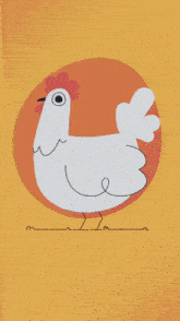 a cartoon of a cat riding on the back of a white chicken