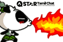 a cartoon character with a star tamil chat logo