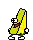 a pixel art drawing of a yellow folder with arms and legs and a smiling face .