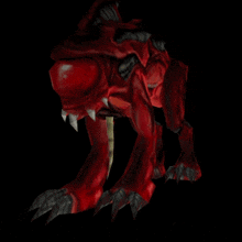 a 3d rendering of a red monster with teeth