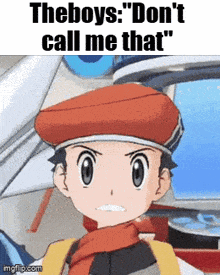 a cartoon of a boy with the words " theboys : don 't call me that " above him