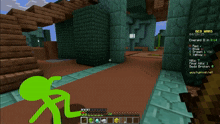a screenshot of a minecraft game shows a green character