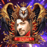 a picture of a man with an eagle and the name zalim on it
