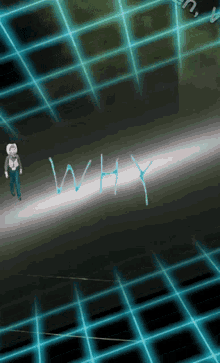 the word why is written in blue marker on a black surface