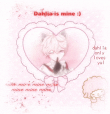 a picture of a girl in a heart with the words dahlia is mine below it