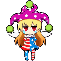 a cartoon of a girl wearing a clown hat