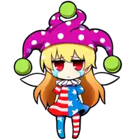 a cartoon of a girl wearing a clown hat