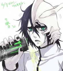 Ulquiorra Very Tired And Stops Drinking Energy Drink Stress GIF