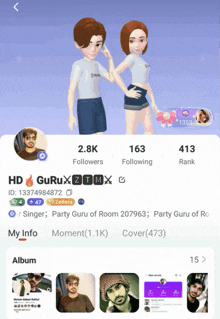a screenshot of a person 's profile on a video game