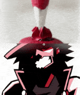 a cartoon drawing of a man with a red hat and a red mouth