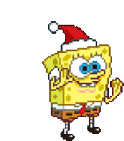 Christmas Hat Spongebob Squarepants Sticker - Christmas Hat Spongebob Squarepants Dancing Stickers