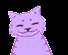 a pixel art of a purple cat with its eyes closed