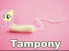 a pink background with a picture of a pony and the word tampony on it