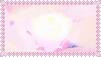a pink and purple background with a white circle in the middle