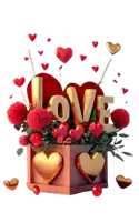 a box filled with flowers and the word love