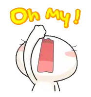 a cartoon character with a fist in the air and the words oh my !