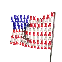 a flag made out of red white and blue gummy bears on a pole