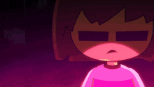 a cartoon of a girl with a pink shirt on