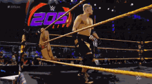 a wrestling ring with a sign that says 205 live on it