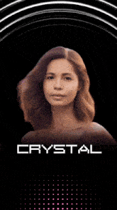 a poster for a singer named crystal with a picture of her