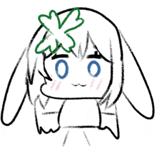 a drawing of a girl with long ears and a flower in her hair