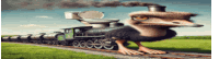 an ostrich is standing next to a train that is going down the tracks