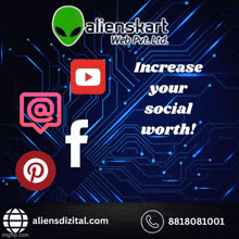 an advertisement for alienskart web pvt ltd.