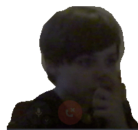 a silhouette of a person talking on a phone with a red button that says ' call ' on it
