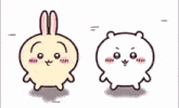 a cartoon drawing of a bear and a rabbit making a heart shape with their hands