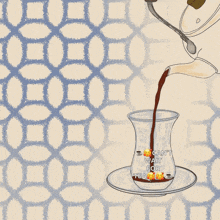 a drawing of a teapot pouring tea into a cup that says " i can 't wait for tea "