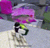 a blurred image of a person riding a bike on a snowy hill .