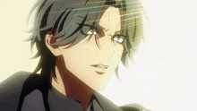 a close up of a person 's face with the sun shining through his eyes