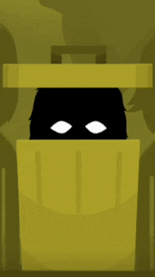 a silhouette of a person in a trash can with their eyes visible
