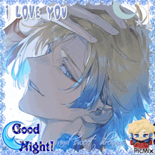 a picture of a man with the words " i love you good night " on it