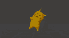 a 3d model of a yellow pikachu is standing on a grid .