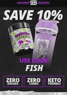 a poster that says `` save 10 % use code fish '' with a shaker .