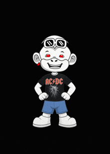 a cartoon character is wearing an ac dc t-shirt