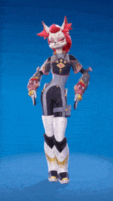 a cartoon character with red hair and white pants